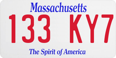 MA license plate 133KY7
