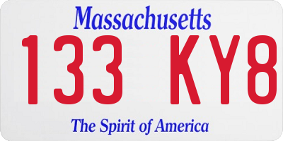 MA license plate 133KY8