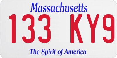MA license plate 133KY9