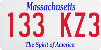MA license plate 133KZ3