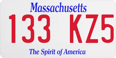 MA license plate 133KZ5