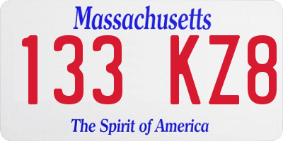 MA license plate 133KZ8