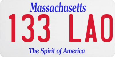 MA license plate 133LA0