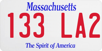 MA license plate 133LA2