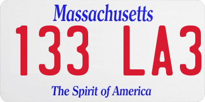 MA license plate 133LA3