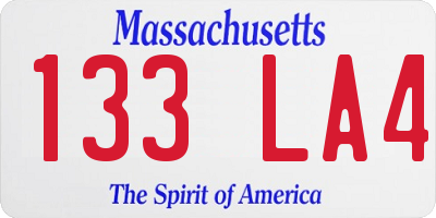 MA license plate 133LA4