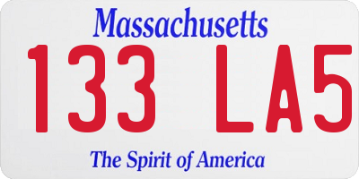 MA license plate 133LA5