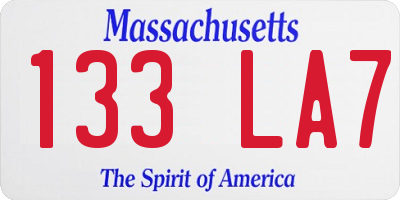 MA license plate 133LA7