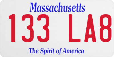 MA license plate 133LA8