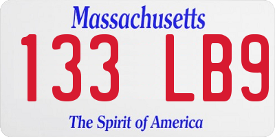 MA license plate 133LB9