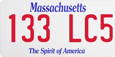 MA license plate 133LC5