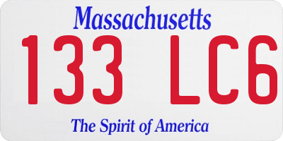 MA license plate 133LC6