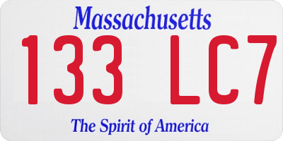 MA license plate 133LC7