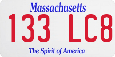 MA license plate 133LC8