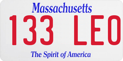 MA license plate 133LE0