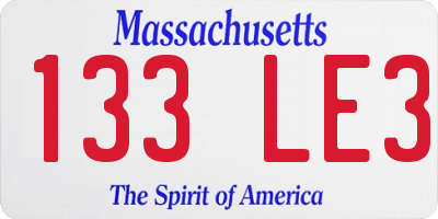 MA license plate 133LE3