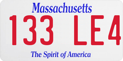 MA license plate 133LE4