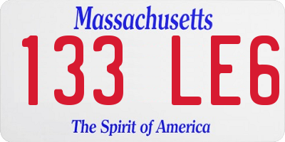MA license plate 133LE6
