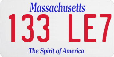 MA license plate 133LE7
