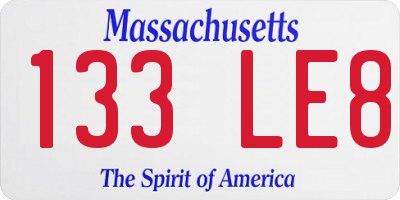 MA license plate 133LE8