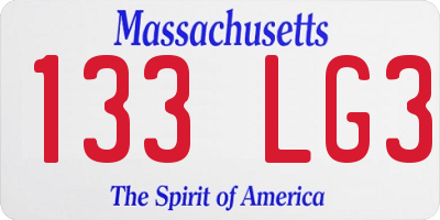 MA license plate 133LG3