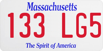 MA license plate 133LG5