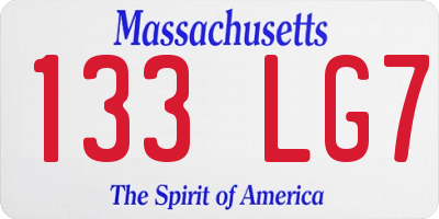 MA license plate 133LG7