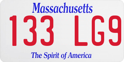 MA license plate 133LG9