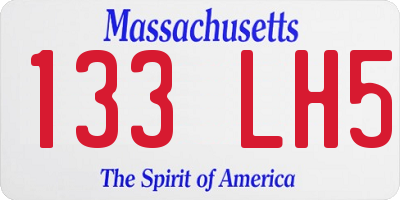 MA license plate 133LH5