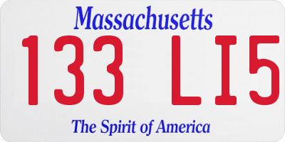 MA license plate 133LI5