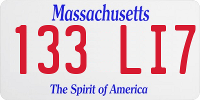 MA license plate 133LI7