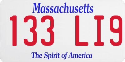MA license plate 133LI9