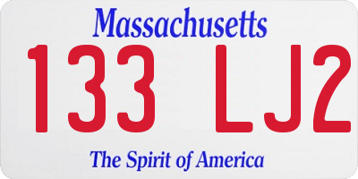 MA license plate 133LJ2