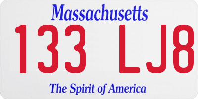 MA license plate 133LJ8