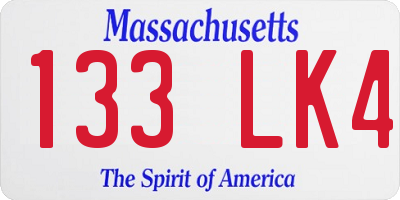 MA license plate 133LK4