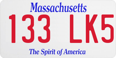 MA license plate 133LK5