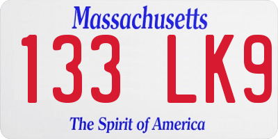 MA license plate 133LK9