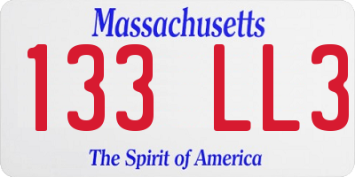 MA license plate 133LL3