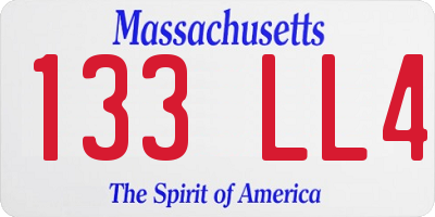 MA license plate 133LL4