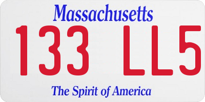 MA license plate 133LL5