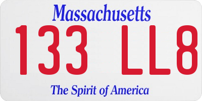 MA license plate 133LL8