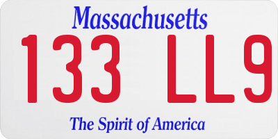 MA license plate 133LL9
