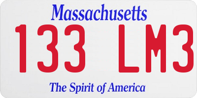 MA license plate 133LM3