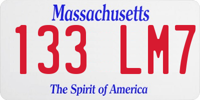 MA license plate 133LM7