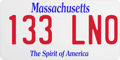 MA license plate 133LN0