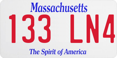MA license plate 133LN4