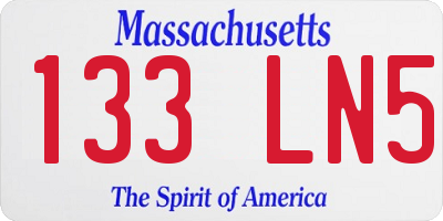 MA license plate 133LN5