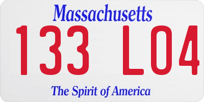 MA license plate 133LO4