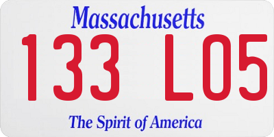 MA license plate 133LO5
