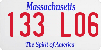 MA license plate 133LO6